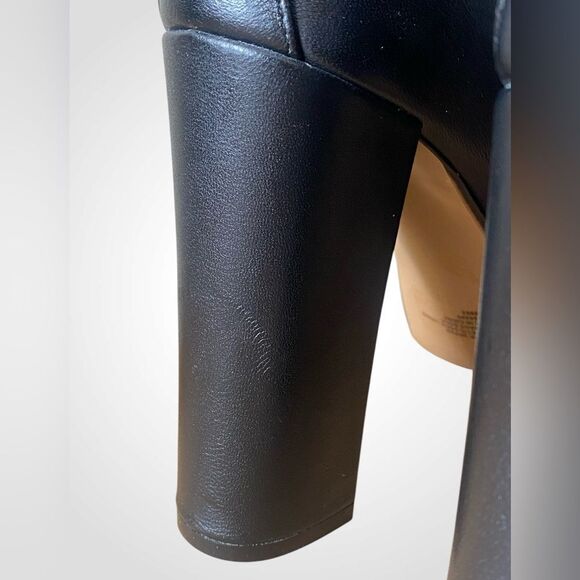 Express Black Genuine Leather ankle platform boots Gold buckleNWOB size 7 & 9.5 - Picture 9 of 10